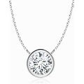 Bezel-Set Round Diamond Solitaire Necklace In Platinum | G, VS2 Grade 0.146 Carat Bezel Round Diamond (3.4Mm)