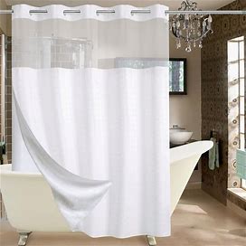 Conbo Mio Hotel Grade Fabric Shower Curtain With Snap In Liner For Bathroom With See Through Top Window, Spa, Machine Washable, Shower Curtain