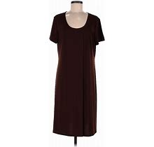 Liz Claiborne Casual Dress - Shift: Brown Solid Dresses - Women's Size Medium
