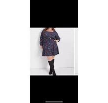 3/4 Sleeve Square- Neck Tiered, Fit & Flare Dress, 3Xl, Lane Bryant