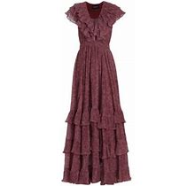 Sabina Musayev Women's Infinity Chiffon Ruffled Maxi Dress - Antique Rose Print - Size Medium