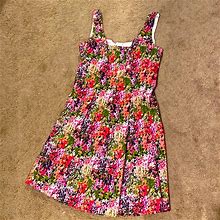 Nine West Dresses | Nine West Womens Spring Floral Dress Sz 10P Petite Pockets | Color: Pink/Purple | Size: 10P