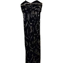 Oleg Cassini Dresses | Oleg Cassini Long Black Strapless Dress With Sequins Women's Size 4 Y2k Vibes | Color: Black/Silver | Size: 4