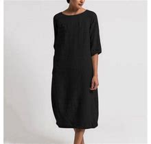 Finelylove Fitted Dress Petite Formal Dresses For Women V-Neck Solid Short Sleeve Sun Dress Black