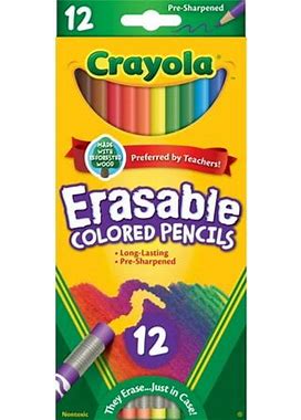 Crayola Erasable Colored Pencil Set, 12-Colors, Beginner Child