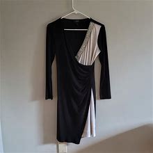 Msk Dresses | Msk Petite Black With Rhinestones Dress, Size Ps | Color: Black/White | Size: 4