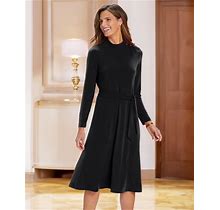 Appleseeds Women's Carefree Knit Button-Trim Dress - Black - XL - Misses