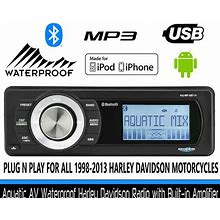 Aquatic AV Complete Radio Amp Bluetooth MP3 AUX Harley 1998-2013 - [AQ-MP-5BT-H]