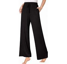 Glorysunshine Women's Yoga Pants Elastic Waist Solid Palazzo Casual Wide Leg Lounge Pants With Pockets Long-Black 3XL
