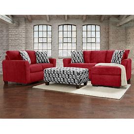 Neo Living Terri Red 3Pc Sofa Sectional With Reversible Chaise With Rectangle Ottoman And Loveseat