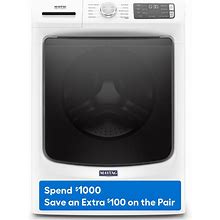 Maytag 4.5-Cu Ft High Efficiency Stackable Steam Cycle Front-Load Washer (White) ENERGY STAR Stainless Steel | MHW5630HW