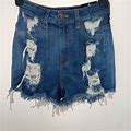 Fashion Nova Shorts | Distressed Dark Denim Shorts | Color: Blue | Size: 4