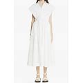 CO White Sleeveless Placket Cotton Blend Midi Dress Size Small NWT