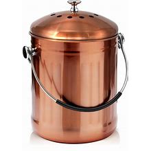 Compost Bin For Kitchen Countertop, 1.3 Gallon Matte Copper Stainless Steel C...