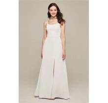 AW Bridal A-Line Floor Length Scoop/U-Neck Chiffon Long Bridesmaid Dresses Ivory Size 18