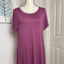 Short Sleeve Dress With Pockets | Color: Purple/Pink | Size: L