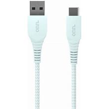 Onn. 6' Braided Usb-C To USB Cable, Aqua