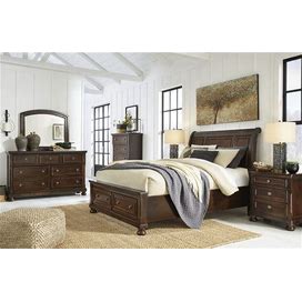 Ashley Porter Rustic Brown Sleigh Storage Bedroom Set, Brown Transitional Sets From Coleman Furniture