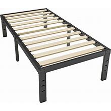 Ziyoo Queen Size Bed Frame 18 Inches Tall 3 Inches Wide Wood Slats With 3500 Pounds Support For Foam Mattress No Box Spring Needed Heavy Duty Metal Pl