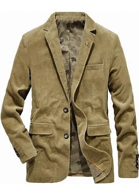 Corduroy Men Blazers Casual Slim Suit Jacket Business Office Coat