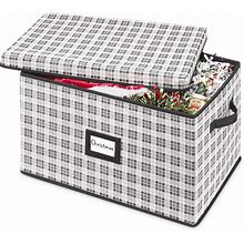 Whitmor Christmas Storage Box With ID Label - Plaid