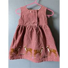 Boden Holiday Dress With Embroidered Deer Design