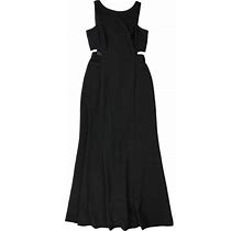 Ralph Lauren Womens Solid Cut Out Gown Dress, Black, 8