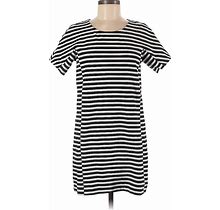 J.Crew Casual Dress - Shift Boatneck Short Sleeve: Black Stripes Dresses - Women's Size Medium Petite