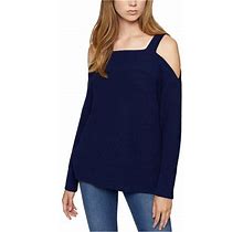 Sanctuary Clothing Womens Amelie Cold Shoulder Pullover Sweater, Blue, X-Large