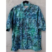 Johari West Mens Hawaiian Shirt Short Sleeve Cotton Batik Tropical