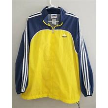 Men's Vtg Adidas Tracksuit Jacket Size Large L Yellow & Blue