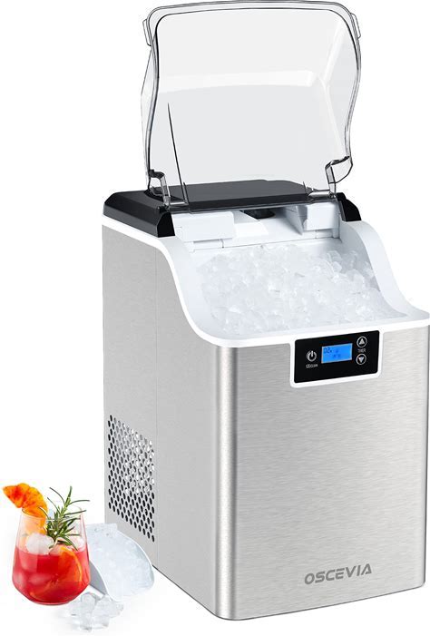 Nugget Ice Maker Countertop 44Lbs, Pebble Ice Maker Machine, 15Mins Ice-Making,  Self-Cleaning, 4Lbs Ice Backet, 2.2L Water Tank, Sonic Ice Maker For