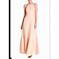 Marina Embellished Neckline Long Peach Gown Or Dress Size 8 Msrp $189