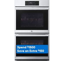LG STUDIO Instaview 30-In Smart Double Electric Wall Oven With Air Fry Single-Fan And Self-Cleaning (Printproof Stainless Steel) | WDES9428F
