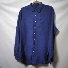 Lardini Shirts | Lardini Button Up Dress Shirt 100% Flax Shirt Size 44 | Color: Blue | Size: 44