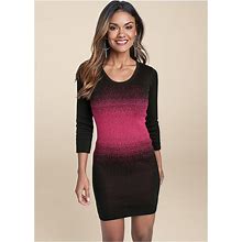 Women's Ombre Sweater Dress - Black & Pink, Size 2X By Venus