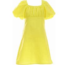 GB Big Girls 7-16 Puff-Sleeve Empire Waist Dress, , Yellow12
