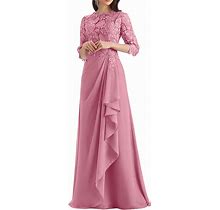Women's Mother Of The Bride Dresses Long Evening Formal Dress Wedding Guest Dresses For Women Ruffle Lace Appliques