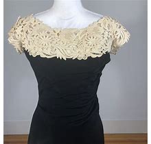 Vintage 60S Dress Black Womens Size S Sheath Off The Shoulder Lace