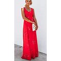 Dress Forum Dresses | Dress Forum | Red Floral Maxi Dress | Color: Red | Size: S