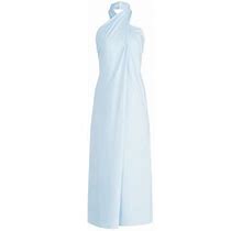 Halston Women's Zoie Cotton Crossover Halter-Neck Midi-Dress - Light Powder - Size 6