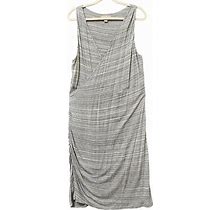 Banana Republic Dress Women XL Knit Sleeveless Ruched Side Bodycon Dress Gray