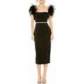 Mac Duggal Women's Feather & Pearl-Embellished Midi-Dress - Black - Size 6