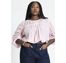 Plus Size Women's Elastic Detail Top By ELOQUII In Dusty Rose (Size 24)