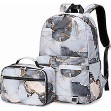 School Backpack For Teen Girls Bookbags High School Marble Laptop Bags Women Travel Daypacks Black
