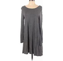 H&M Casual Dress - A-Line Boatneck Long Sleeve: Gray Print Dresses - Women's Size Small