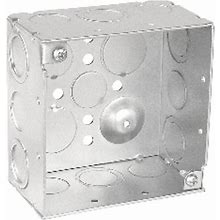 Garvin Southwire 4 Square Junction Box 2-1/8 Inch Deep (6) 1/2 Inch And (6) Combination Side Knockouts (52171-S)