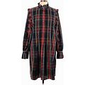 J.Crew Casual Dress Collared Long Sleeve: Black Plaid Dresses - New - Women's Size Large