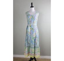 TALBOTS NWT $159 Paisley Belted Tiered Cotton Lined Midi Dress Size 2 Petite