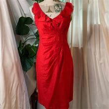 Nanette Lepore Dresses | Nanette Lepore Red Dress Ruffle Knee Length Sz= 0 | Color: Red | Size: 0